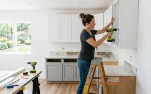 Installing white kitchen cabinets