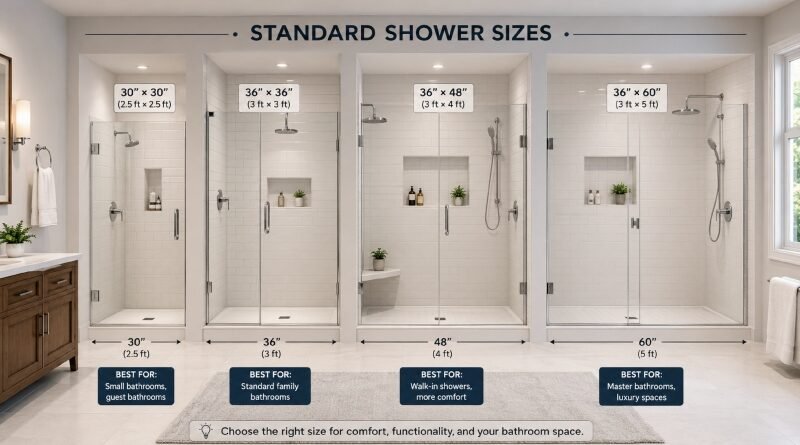 Standard shower size